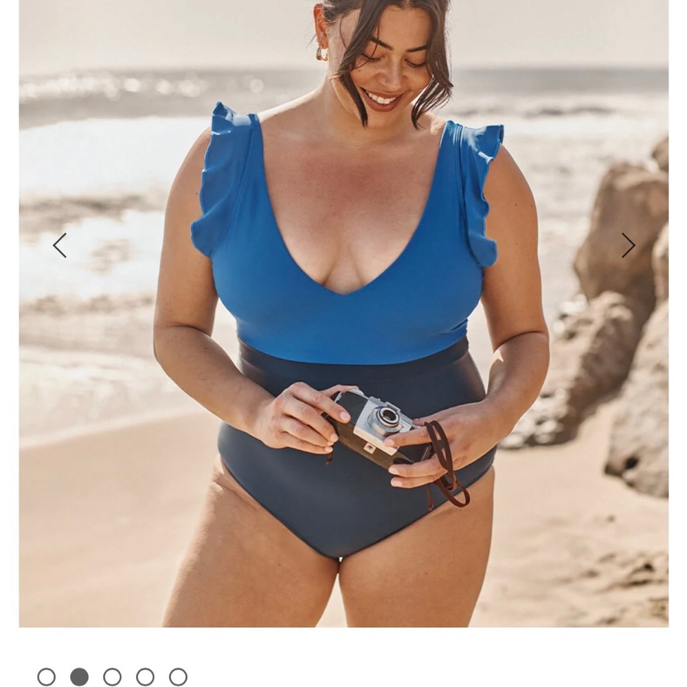 Summersalt The Ruffle backflip swimsuit in Lapis and deep sea. Size 10